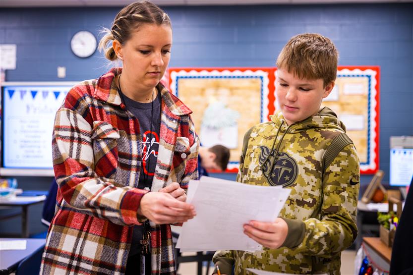 Page Middle students in math class